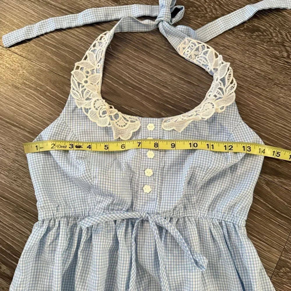 Vintage Jody T of California Blue White Gingham Halter Dress